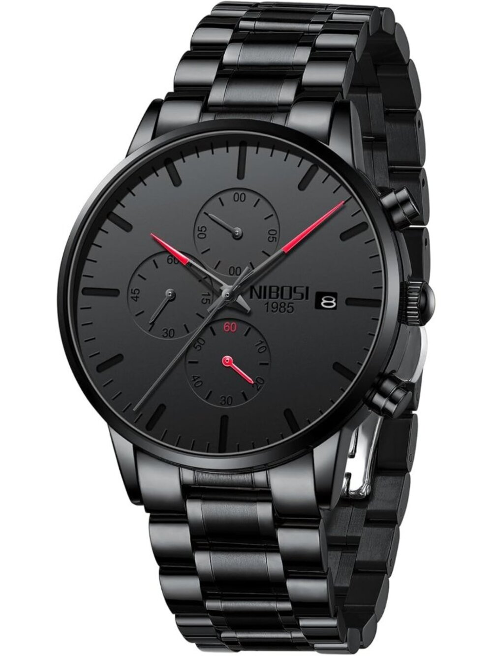 Stylish Men's Analog Chronograph Watch, Minimalist Black Dial, Date Feature